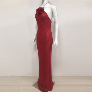 Lusso su misura per signore vestiti estivi con diamanti Glitter abito da ballo <span class=keywords><strong>rosso</strong></span> fiore donna festa eleganti abiti da sera con diamanti - Product Image 5