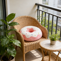 Coussin en forme de beignet en peluche douce - Coussin de siège amusant en forme de nourriture - Remplissage en mousse à mémoire de forme - Thérapie anti-escarres - Personnalisable - Amovible - Lavable