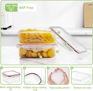 Boîtes de préparation de repas Freshware, 3 pièces avec couvercles, boîte à bento pour le stockage des aliments, sans BPA, empilables, compatibles micro-ondes et congélateur, transparentes, carrées - Product Image 6