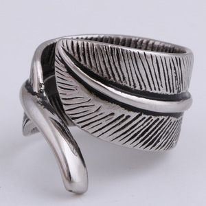 Feather Shape Stainless Steel <b>Ring</b> For Women Gift Jewelry <b>Silver</b> Color <b>Adjustable</b> Size Fashion <b>Rings</b> - Product Image 4