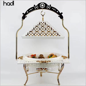 Tampa suspensa redonda dourada, de alta qualidade, buquê, domo, alimentos, aquecedor de cerâmica - Product Image 3