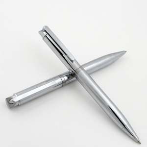 Stylo à bille en métal argenté à mécanisme rotatif - Product Image 2