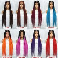 Perruque tressée sans nœuds en dentelle transparente, sans colle, pour vente en gros - Cheveux synthétiques en fibre haute température, résistants à la chaleur, de qualité supérieure