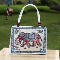 Sac à main carré ethnique pour filles, broderie double face fil doré, sac bandoulière décontracté en toile, tendance