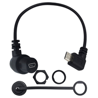 USB 2.0 Mini Tahan Air B 5pin Perempuan Ke Mikro B 5pin Laki-laki Dashboard Flush Panel Mount Kabel Ekstensi untuk Truk Perahu Sepeda Motor