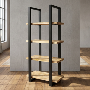 Modern <b>Solid</b> <b>Wood</b> Storage <b>Bookcase</b> with Handcrafted Finish for Home Office Libraries Living Room Furnishings and Bulk Supply - Product Image 2
