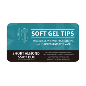 550 pièces boîte pleine demi-couverture à la mode ABS Non-courbe presse sur les <span class=keywords><strong>ongles</strong></span> longs Stiletto français motif carré pour les doigts - Product Image 6