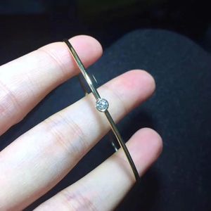 Xinfly Customized AU750 Fashion Jewelry High Quality 0.10ct Natural Diamond 18K Pure Women Rose Gold Cuff <b>Bangle</b> <b>Bracelet</b> - Product Image 1