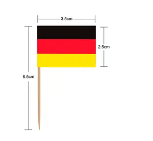 高品质热卖便宜定制25*35*65毫米迷你尺寸蛋糕面包德国食品牙签旗