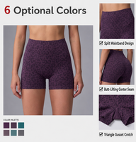 Shorts de yoga taille haute imprimé léopard respirants en Spandex/Nylon, effet push-up, compression abdominale, sans coutures, trois parties, pour le sport