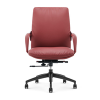 Chaise de bureau en cuir de direction de luxe pivotante confortable pour gestionnaire moderne contemporain à dossier moyen sur roulettes