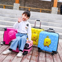 Valise pour enfants en ABS PC rigide avec motif d'ours en 3D, valise de voyage personnalisée en or, roulettes pivotantes, poignée télescopique, combinaison