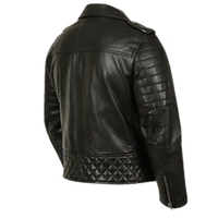 Blouson en cuir noir pour homme, style motard, en cuir de vachette véritable, col montant, coupe ajustée, fermeture éclair, pour la vente en gros