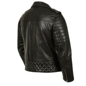 Chaqueta de Cuero Negra para Motociclista, Chaqueta de Motocicleta de Cuero Genuino, Estilo Ajustado con Cremallera para Venta al por Mayor - Product Image 3