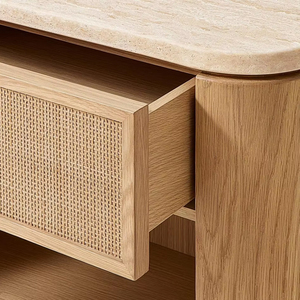 Buffet rétro en bois massif, petit salon, armoire de rangement en rotin simple, armoire de rangement domestique, table de chevet de chambre à coucher - Product Image 6