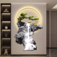 Nouvelle Tendance Art Déco : Peinture Murale Écologique de Luxe, Paysage en Cristal, Montagne et Arbre Décoratif pour Chambre et Couloir
