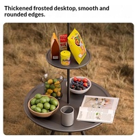 Table de camping ronde pliable en plastique d'extérieur, petite table de pique-nique portable à double couche, table basse relevable, mobilier d'extérieur