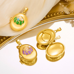 จี้รูปเปลือกหอยปลาดาว HD427 ประดับมุก พร้อมกล่องใส่รูปภาพ วัสดุทองเหลืองชุบทอง 18k ลายสัตว์ทะเลเคลือบสีรูปไข่ สร้อยคอจี้แฟชั่น - Product Image 2