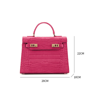 Borsa a Tracolla con Logo Personalizzato, MOQ 50 Pezzi, Elegante Borsa <span class=keywords><strong>Rosa</strong></span> con Stampa Coccodrillo, Lussuosa Borsetta con Manico Superiore per Marchi - Product Image 3
