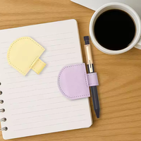 Marcador Magnético con Clip para Bolígrafo, Porta Lápices de Cuero con Lazo Elástico para Diario, Cuaderno, Carpeta de Papel, Escritura, Suministros de Oficina