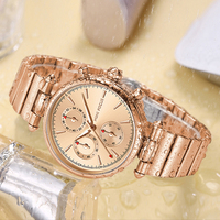 Jam Tangan Wanita MINI MF0494L Luminous Hands Stainless Steel Strap Elegant Quartz Chronograph Fashion