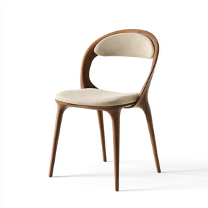 Sillas de Comedor de Madera Maciza, Asiento Alto con Respaldo, Cojín Tapizado para Cocina, Isla, Comedor, Restaurante, Cafetería, Hotel - Product Image 4