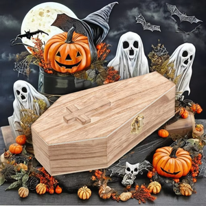 Casa colonica in legno Pet frassino scatola di Halloween scatola di legno retrò scatola di immagazzinaggio per Pet Memorial Keepsake - Product Image 6