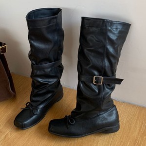 Botas de moda con lazo y puntada, estilo coreano, diseño retro de media caña, botas de ballet con punta cuadrada y lazo, botas de tacón alto. - Product Image 2