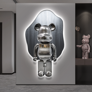 Modern Art Deco Bear Wall Art Painting <strong>Canvas</strong> Still Life with LED <strong>Lights</strong> for Living Room Decor - Product Image 5