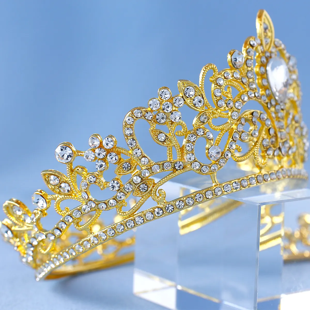 Crystal Queen King Wedding Queen Princess Prom Tiara Round Crown For Prom Party Homecoming Halloween Cosplay Accessories