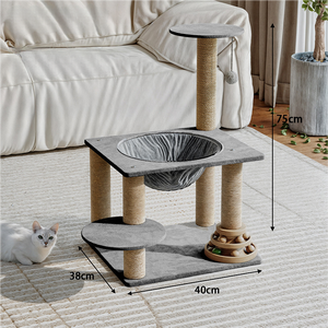 Arbre à chat interactif de luxe moderne et classique, écologique, de haute qualité, avec condo en bois et jouet d'exercice, design charmant - Product Image 4