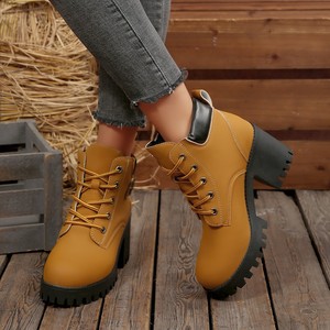 <span class=keywords><strong>Bottines</strong></span> tendance pour femmes Xuanhui Fashion, plateforme, <span class=keywords><strong>talon</strong></span> bloc de 7,5 cm, lacets, chaussures décontractées pour femmes - Product Image 6