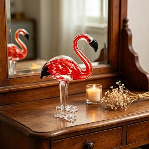 Figura de Flamenco de Cristal Hecha a Mano, Adorno de Cristal Rojo para Mesa de Boda, Bautizo, Decoración Moderna para el Hogar - Product Image 3