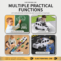 Circuit de Voitures SUV Transformable 2-en-1 avec Mini-Voitures, Lanceur à Catapulte, Lumières, Sons et Véhicules à Friction pour Enfants