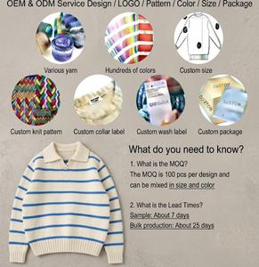 Maglione da Uomo 100% Cotone a Maglia Spessa con Collo a Polo a Righe, Pullover Casual a Maniche Lunghe, Caldo per l'Inverno, Personalizzabile con Logo OEM - Product Image 4