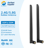 Antenne double bande 2.4G 5.8G à polarisation verticale, pliable, en caoutchouc, 5dBi RP-S M A mâle pour routeur WiFi longue portée