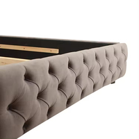 Cadre de lit Queen King Size Cadre de lit rembourré en velours de luxe avec boutons tuftés pour meubles de chambre à coucher