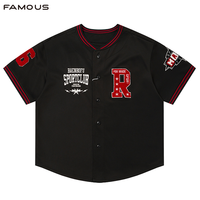 Kaos Olahraga Pria Kerah Baseball Tanpa Kerah Cetak Chenille Oversize Katun Spandex Bernapas Cepat Kering Hip Hop Musim Panas Amerika