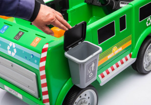 Nouveau design, <span class=keywords><strong>camion</strong></span> <span class=keywords><strong>poubelle</strong></span> électrique multifonction 6V/12V pour enfants, voiture à pédales verte - Product Image 6