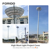 Projecteur LED sur mât haut FORIDO personnalisé pour routes et places, boîtier en aluminium IP66 et IP65 avec poteau en acier conique octogonal