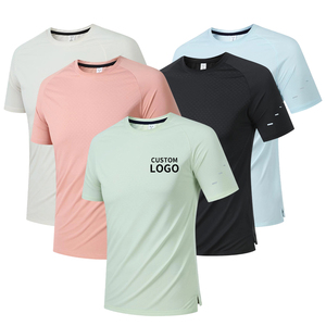 Camiseta Deportiva de Verano para Hombre, 87% Poliéster, 13% Elastano, Lisa, de Secado Rápido, Tejido Elástico, con Logotipo Personalizado - Product Image 1