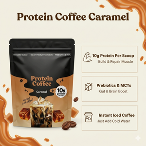 Café de Proteína Premium con Caramelo, 10g de Proteína, Prebióticos, MCTs, Café Instantáneo, Fitness, Post-Entrenamiento, Impulso Matutino, Energía - Product Image 2