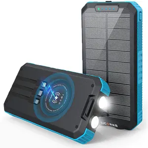 Bateria portátil 30000mah para celular, banco de energia solar sem fio para carregamento de telefone com bateria portátil 30000mah