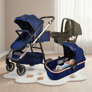 Offre Spéciale luxe 4-en-1 bébé poussette léger lin pliable poussette haute paysage <span class=keywords><strong>Compact</strong></span> Portable deux sièges en gros - Product Image 2