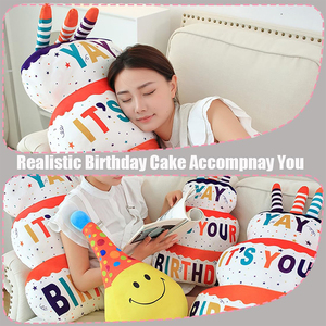 Coussin en peluche géant 3D en forme de gâteau d'anniversaire de 17,7 pouces, doux et mignon, pour cadeaux - Product Image 5