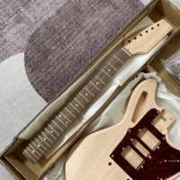 Unfinished Mahogany Bass Guitar Kit Wood Color All Hardware Electric Bass S-S-S Pickup 6-String Custom Guitar Kit Fast Shipping