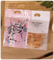 Sac cadeau refermable à fermeture éclair, motif fleurs roses, marque XS, en matériau composite transparent, pochette d'emballage pour bonbons