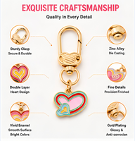 Porte-clés Cœur Émaillé Personnalisé OEM, Double Couche en Alliage de Zinc, Cadeau d'Amour, Anneau de Clés Promotionnel, Faveur de Fête pour Couples, Vente en Gros