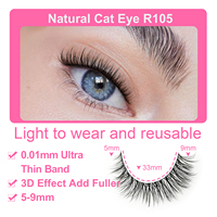 Faux cils en faux vison super légers à effet 3D à bande ultra mince de 0.01mm pour un usage quotidien