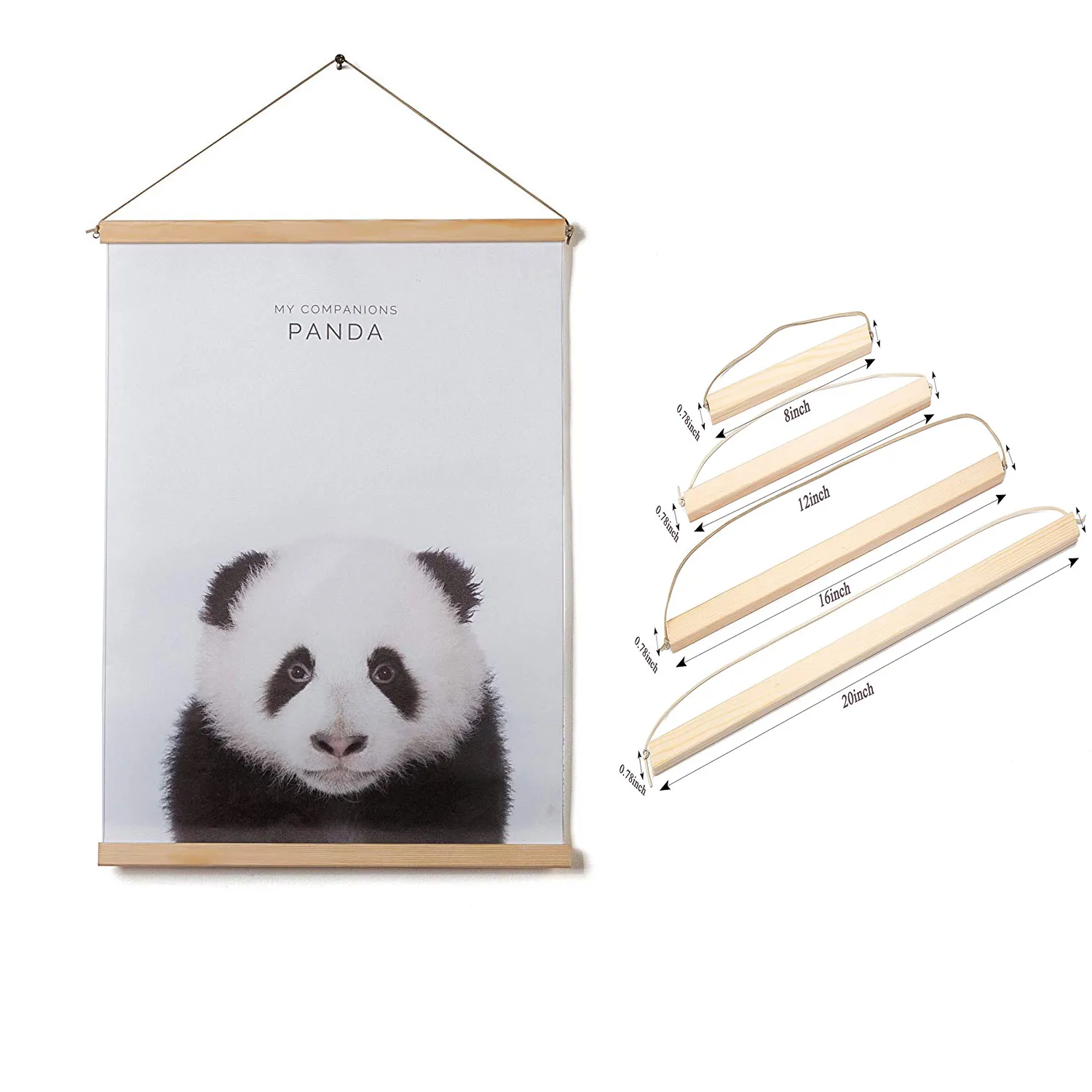Wooden poster hanger for A3 Prints Wooden Wall Picture Frame Hanger Magnetic Wood Poster Hanger